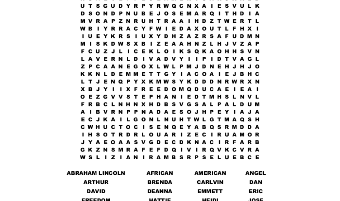 Crossword puzzle black history month