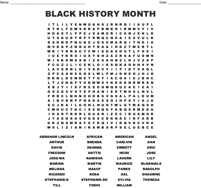 Crossword puzzle black history month