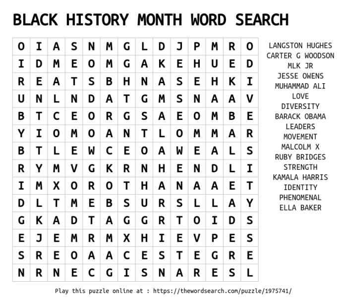 Crossword puzzle black history month