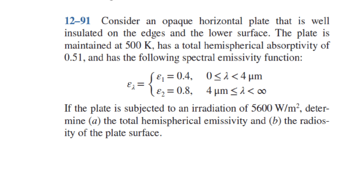 Consider an opaque horizontal plate that is well